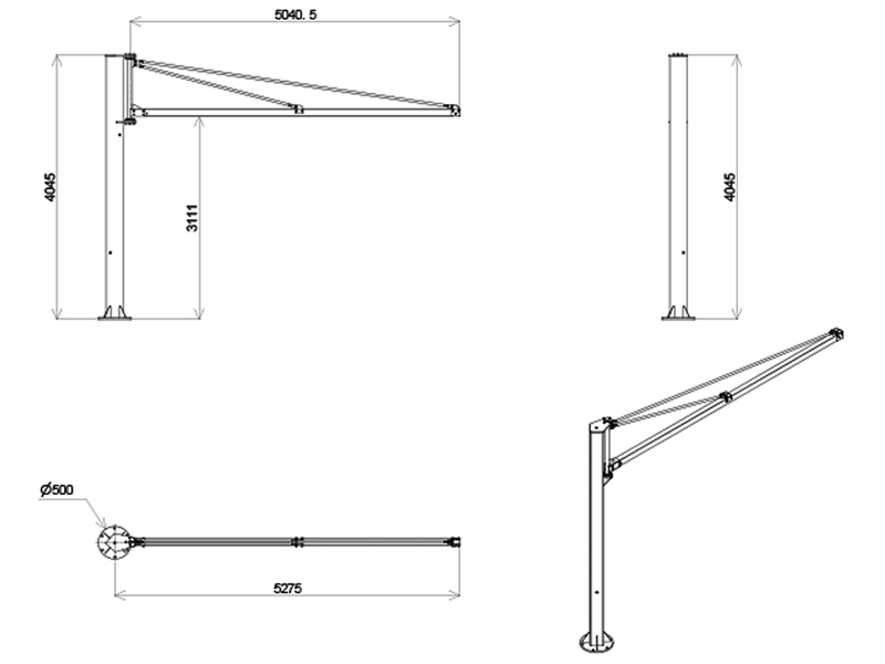 Floor Mounted Jib Crane 5M 250